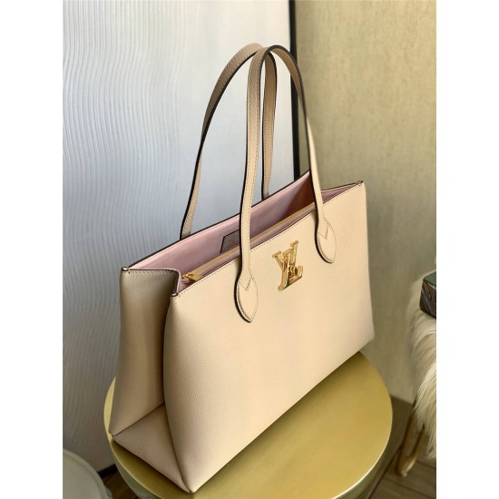 Louis Vuitton BORSA LOCKME SHOPPER Handbag (M57346) Elephant Gray, Soft Calfskin with Two Leather Shoulder Straps, Size: 38x26.5x13cm