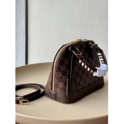 Louis Vuitton N40447 Damier Ebène Monogram Coffee Color Weave Alma BB Handbag, Size: 23.5x17.5x11.5 cm