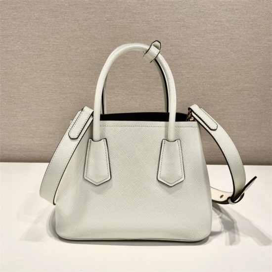  Sunny  Prada Double Saffiano Leather Mini Bag 1BG443 White Double Saffiano 25x18.5x12.5cm