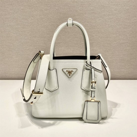  Sunny  Prada Double Saffiano Leather Mini Bag 1BG443 White Double Saffiano 25x18.5x12.5cm