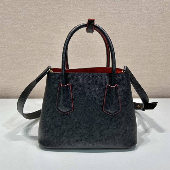  Sunny  Prada Double Saffiano Leather Mini Bag  1BG443  Black  Double  Saffiano 25x18.5x12.5cm