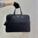 Prada 2VE005 Re-Nylon And Leather Briefcase In Black 2VE005  38x28x6.5cm