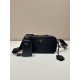 Black Re-nylon And Leather Shoulder Bag 1BH197A  22x12x7.5cm