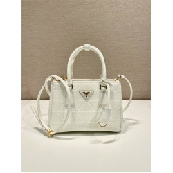 White Small Prada Galleria Saffiano Leather Bag 1BA896  Limited   24.5x16.5x11cm