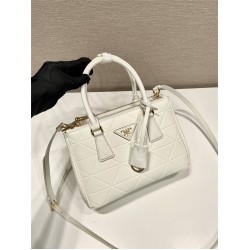 White Small Prada Galleria Saffiano Leather Bag 1BA896  Limited   24.5x16.5x11cm