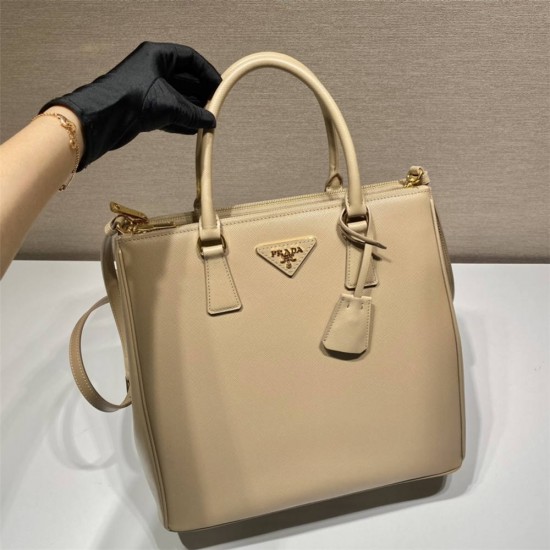 Prada Saffiano leather handbag (1BA304) High   apricot  33x31x15cm