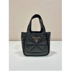 Small Nappa-leather Dynamique Bag With Topstitching 1BG451   Lambskin   Black  18x16x10cm