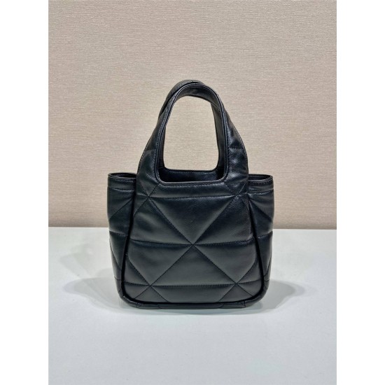 Small Nappa-leather Dynamique Bag With Topstitching 1BG451   Lambskin   Black  18x16x10cm