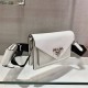 Saffiano Leather Mini Envelope Bag 1BP020A    White   Black shoulder belt  20x12x4cm