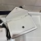 Saffiano Leather Mini Envelope Bag 1BP020A    White   Black shoulder belt  20x12x4cm