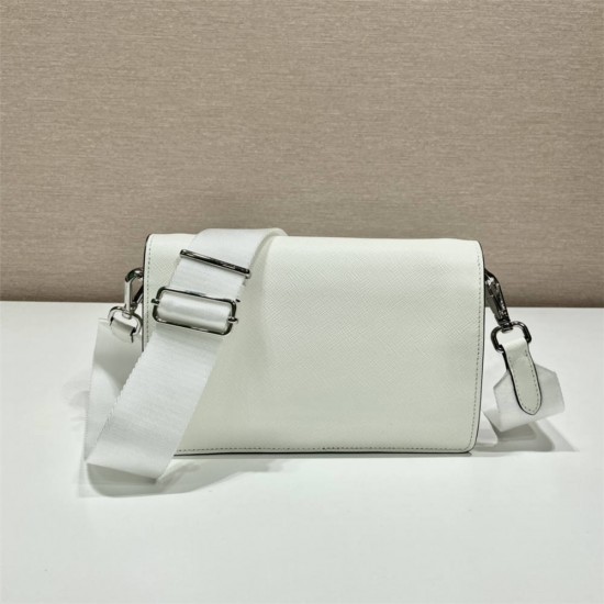 Saffiano Leather Mini Envelope Bag 1BP020A 1BP020A    White   White  shoulder belt 20x12x4cm