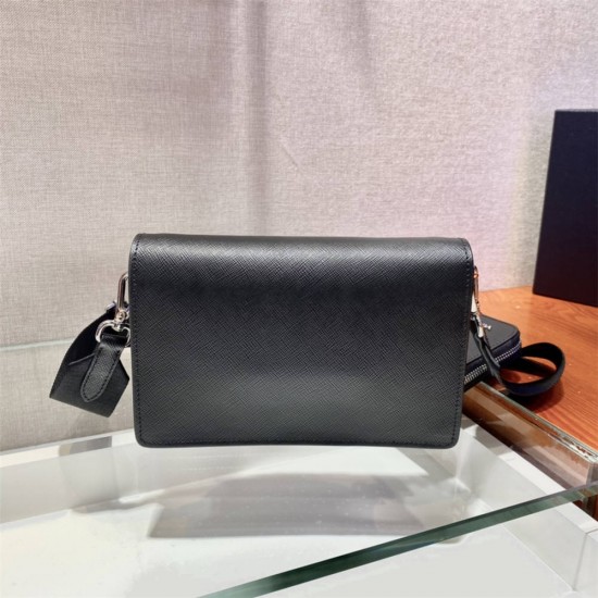 Saffiano Leather Mini Envelope Bag 1BP020A 1BP020A    Black  20x12x4cm