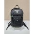 Navy Re-nylon And Saffiano Leather Backpack 2VZ135  Black   27x45x17cm