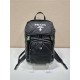 Navy Re-nylon And Saffiano Leather Backpack 2VZ135  Black   27x45x17cm