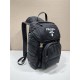 Navy Re-nylon And Saffiano Leather Backpack 2VZ135  Black   27x45x17cm