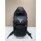 Navy Re-nylon And Saffiano Leather Backpack 2VZ135  Black   27x45x17cm