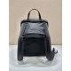 Navy Re-nylon And Saffiano Leather Backpack 2VZ135  Black   27x45x17cm