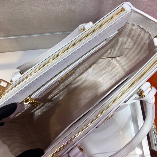 Medium Prada Galleria Saffiano Leather Bag 1BA863   White  28x20x12cm