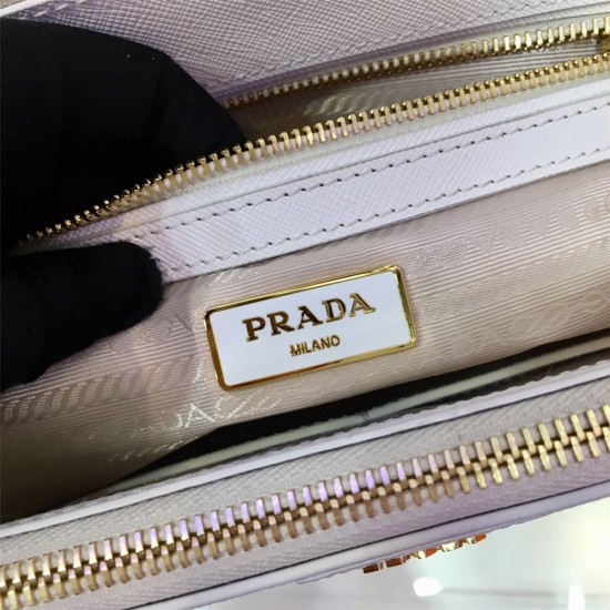 Medium Prada Galleria Saffiano Leather Bag 1BA863   White  28x20x12cm