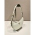 Black Prada Arqué Arque  Leather Shoulder Bag Moon bag 22.5cm  White   Lambskin   1BC194  double  shoulder belt  22.5x18.5x6.5cm