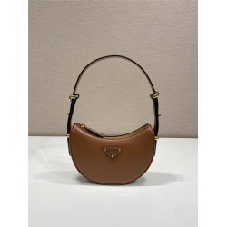 Prada Arqué Arque  Leather Mini Shoulder Bag Moon bag  18cm  brown   Lambskin   1BC199  18x16x5cm