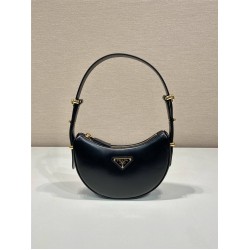 Prada Arqué Arque  Leather Mini Shoulder Bag Moon bag  18cm  Black   Lambskin   1BC199  18x16x5cm