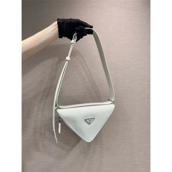 Saffiano Leather Belt Bag  triangular bag   White 25  2VL039  calfskin   25x14x9cm   belt size ：138cm