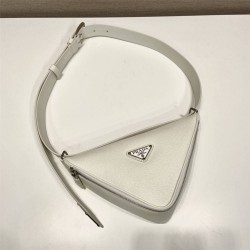 Saffiano Leather Belt Bag  triangular bag   White 25  2VL039  calfskin   25x14x9cm   belt size ：138cm