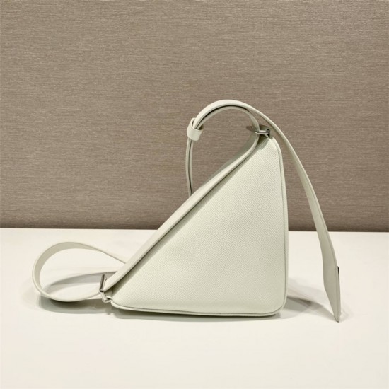 Saffiano Leather Belt Bag  triangular bag   White 25  2VL039  calfskin   25x14x9cm   belt size ：138cm