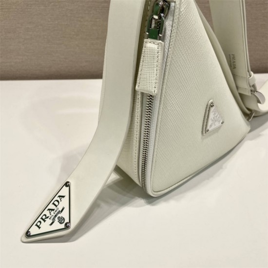 Saffiano Leather Belt Bag  triangular bag   White 25  2VL039  calfskin   25x14x9cm   belt size ：138cm