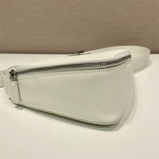 Saffiano Leather Belt Bag  triangular bag   White 25  2VL039  calfskin   25x14x9cm   belt size ：138cm