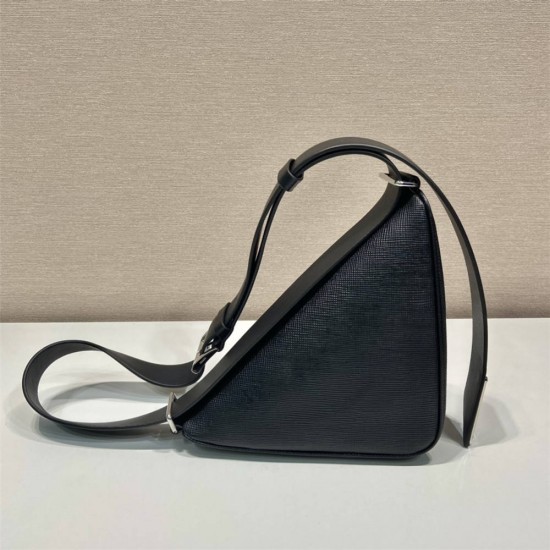 Saffiano Leather Belt Bag  triangular bag   White  Black 25  2VL039  calfskin   25x14x9cm   belt size ：138cm