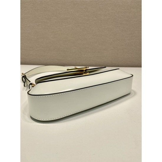 Cleo Brushed Leather Shoulder Bag  White  24  1BD345  leather  24x11x4cm