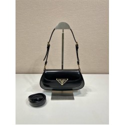 Cleo Brushed Leather Shoulder Bag  Black  24  1BD345  leather  24x11x4cm