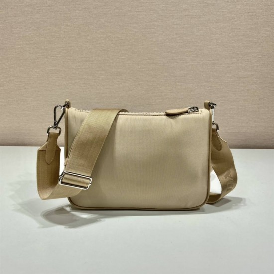 Re-nylon Shoulder Bag Hobo  double  1BH168/ with small bag   light  yellow 23 Nylon  23x16x5.5cm 