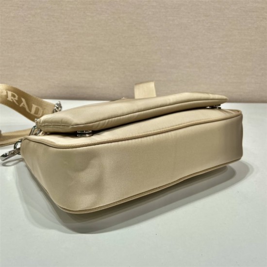 Re-nylon Shoulder Bag Hobo  double  1BH168/ with small bag   light  yellow 23 Nylon  23x16x5.5cm 