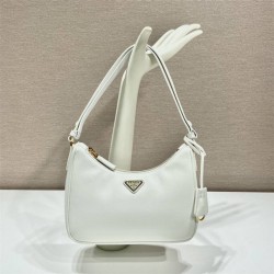 Prada Re-edition Saffiano Leather Mini-bag Hobo 1BC204B  leather   White   23x17x6.5cm