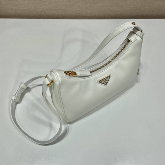 Prada Re-edition Saffiano Leather Mini-bag Hobo 1BC204B  leather   White   23x17x6.5cm