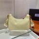 Prada Re-edition 2005 Re-nylon Bag Hobo  light yellow   three bag 1BH204  gold hardware ， Hobo  leather  23x17x6.5cm