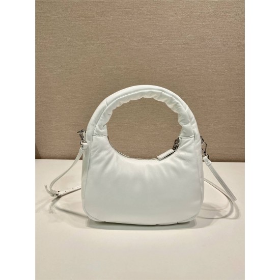 Prada Soft Padded Nappa Leather Mini-bag Hobo  Lambskin   White  three bags Mini21 1BA384  21x12.5x6.5cm