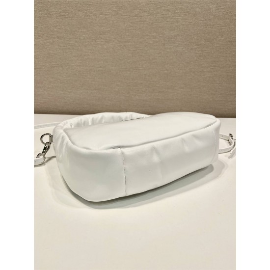 Prada Soft Padded Nappa Leather Mini-bag Hobo  Lambskin   White  three bags Mini21 1BA384  21x12.5x6.5cm