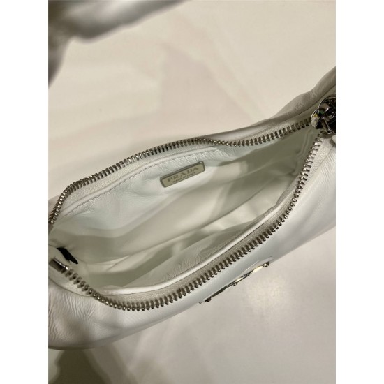 Prada Soft Padded Nappa Leather Mini-bag Hobo  Lambskin   White  three bags Mini21 1BA384  21x12.5x6.5cm