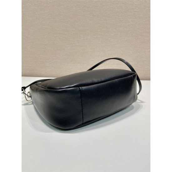 Prada Soft Padded Nappa Leather Mini-bag Hobo  Lambskin   black  three bags Mini21 1BA384  21x12.5x6.5cm