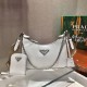 Prada Re-edition 2005 Re-nylon Bag Hobo  White   three bag 1BH204  gold hardware ， Hobo  leather  23x17x6.5cm