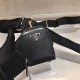 Prada Re-edition 2005 Re-nylon Bag Hobo  black   three bag 1BH204  gold hardware ， Hobo  leather  23x17x6.5cm