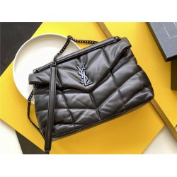 Yves Saint Laurent YSL Loulou Large 35 Puffer Sheepskin Bag Black Black Hardware Model: 577475-1 Size: 35x23x13.5cm