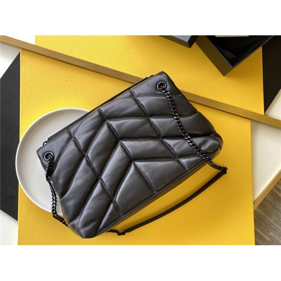 Yves Saint Laurent YSL Loulou Large 35 Puffer Sheepskin Bag Black Black Hardware Model: 577475-1 Size: 35x23x13.5cm