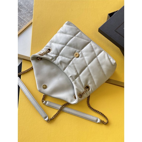 Yves Saint Laurent YSL Loulou Medium 29 Puffer Sheepskin Bag Beige Gold Hardware Model: 577476 Size: 29x17x11cm