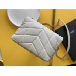 Yves Saint Laurent YSL Loulou Small 23 Puffer Sheepskin Bag White Silver Hardware Model: 620333 Size: 23×15.5×8.5cm