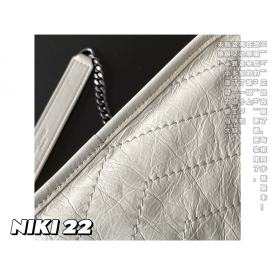 Yves Saint Laurent YSL Niki Small 22 Calfskin Bag Off-White Model: 633151 Size: 22×16.5×12cm